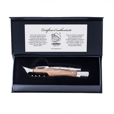 Laguiole Luxury  kapesní nůž s vývrtkou, rukojeť olivové dřevo